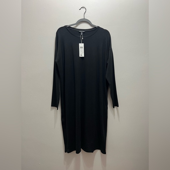 Eileen Fisher Stretch Jersey Knit Crew Neck Dress Medium - Picture 2 of 8